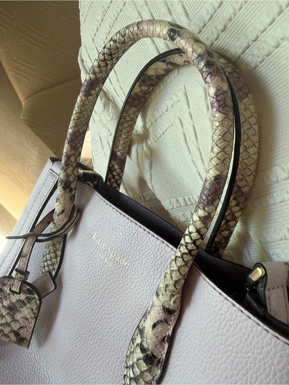 kate spade Lilac Satchel with Snake-Print Handles -Brand New - Picture 2 of 4